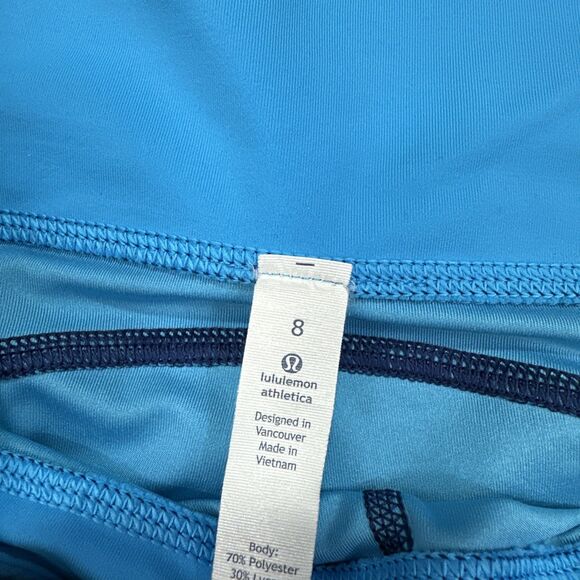 Lululemon Speed Track Shorts Womens 8 Blue Samba Snake Ruched Running Yoga Gym - Picture 5 of 7